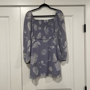 Wilfred Women's Off the Shoulder‎ Long Sleeve Mini Dress Lilac Flowers Size 2